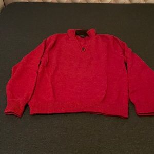Brooks Brothers Red 100% Merino Wool Half Zip Sweater.